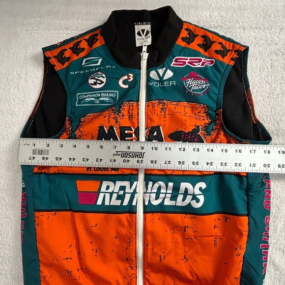 Voler Mens Zip Front Cycling Vest Small Orange Teal Mesa Cycles Reynolds Pockets - Picture 6 of 7